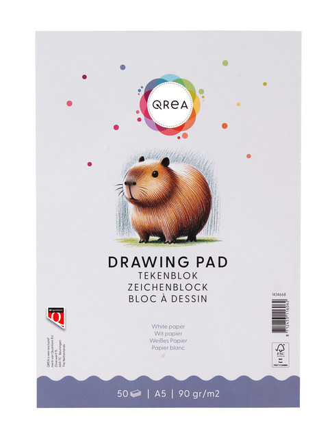 Tekenblok Qrea A5 50 vel 90gr gelijmd Tekenblok Qrea A5 50 vel 90gr gelijmd