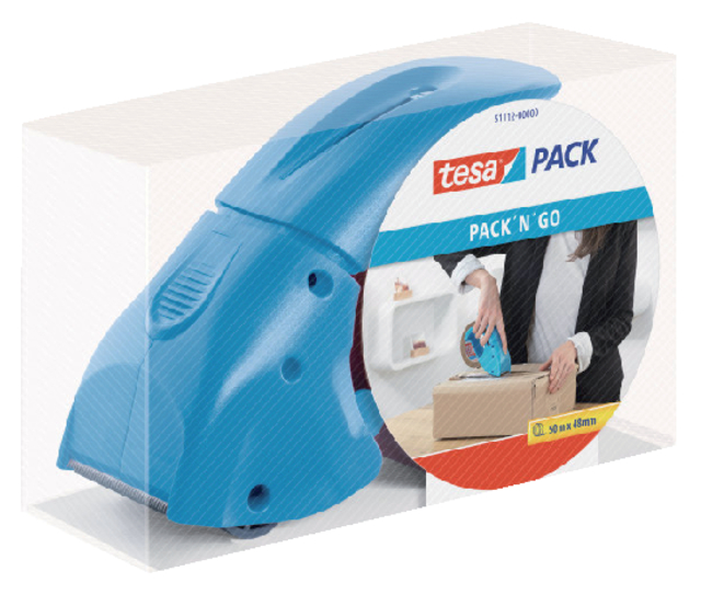 Verpakkingstape dispenser  tesapack® pack-n-go blauw Verpakkingstape dispenser  tesapack® pack-n-go blauw