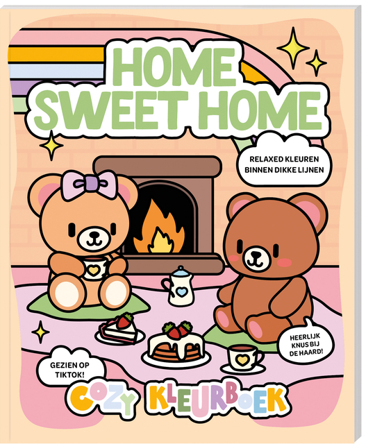 teddy bears, tea set, fireplace, cozy scene, pastel colors