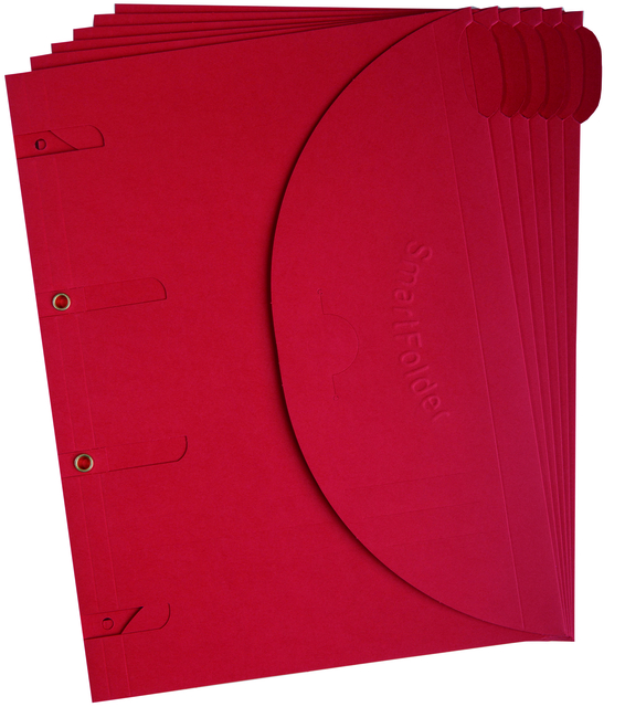 Smartfolder geperforeerde opbergmappen A4 Rood 6 stuks Smartfolder geperforeerde opbergmappen A4 Rood 6 stuks
