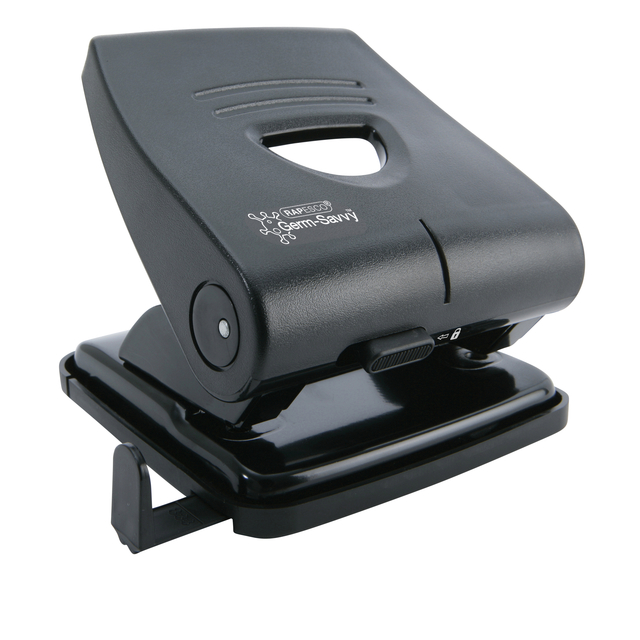Perforator Rapesco Germ-Savvy Heavy Duty 827-P antibacterieel 2-gaats zwart Perforator Rapesco Germ-Savvy Heavy Duty 827-P antibacterieel 2-gaats zwart
