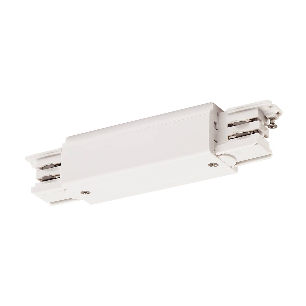Doorverbinder met aansluit. S-TRACK 3F-rail wit