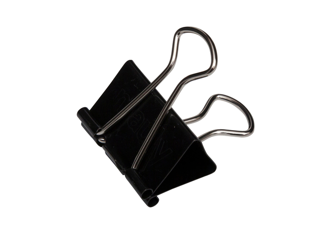 Papierklem MAUL foldback 215 13mm zwart 12 stuks