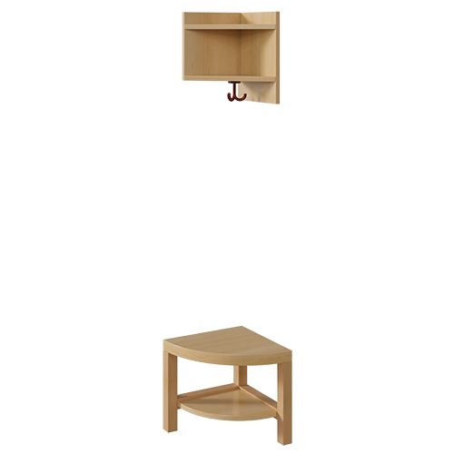 Garderobe buitenhoek, aanvulling voor complete kleerkasten met een eenvoudige legplank
