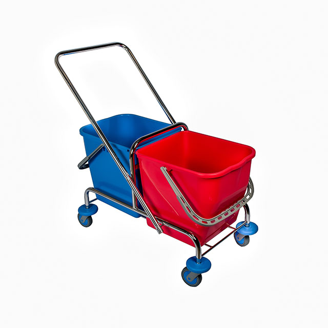 Rolemmer Dubbel Chroom zonder pers 2x15 ltr Rood-Blauw