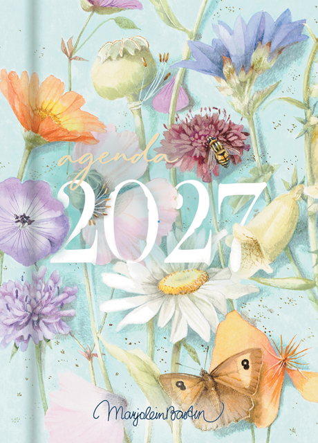 agenda, 2027, flower, floral, butterfly, bees, calendar, illustration, mint, pastel