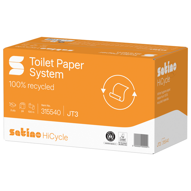 toiletpapier, systeem, 100% gerecycled,  oranje doos, HiCycle