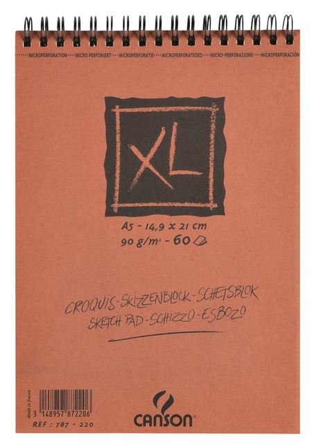 Schetsblok Canson XL A5 60 vel 90gr spiraal