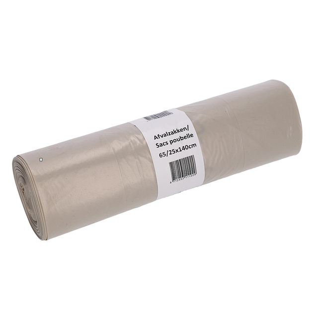 Afvalzak Cleaninq 65/25x140cm LDPE recycled T70 240L transparant rol à 10 stuks Afvalzak Cleaninq 65/25x140cm LDPE recycled T70 240L transparant rol à 10 stuks