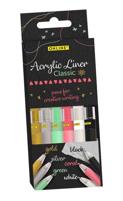 Acrylliner Online classic assorti 6 stuks Acrylliner Online classic assorti 6 stuks
