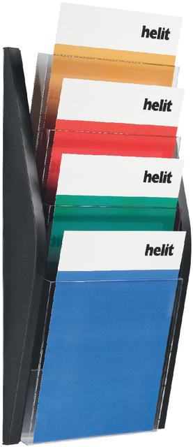 Folderhouder Helit wand 4x A4 zwart Folderhouder Helit wand 4x A4 zwart