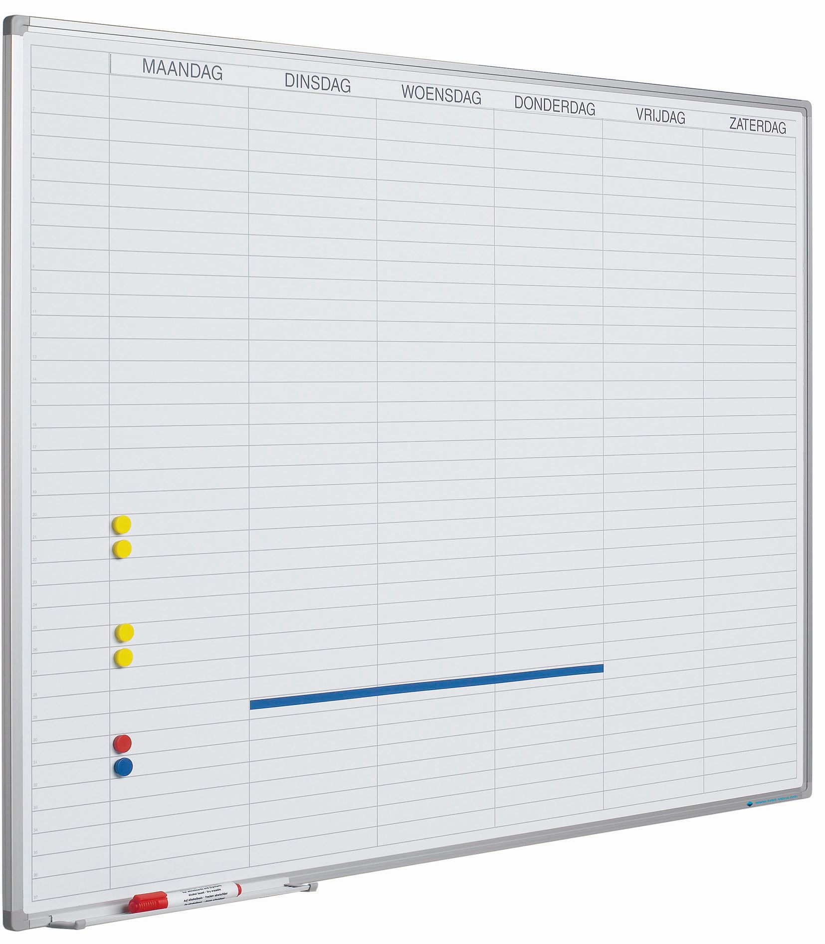 Planbord Softline profiel 8mm Werkdagen, NL incl. dagenstrook - 90x120 cm