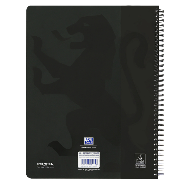 notebook, spiral bound, black, lion silhouette, A4