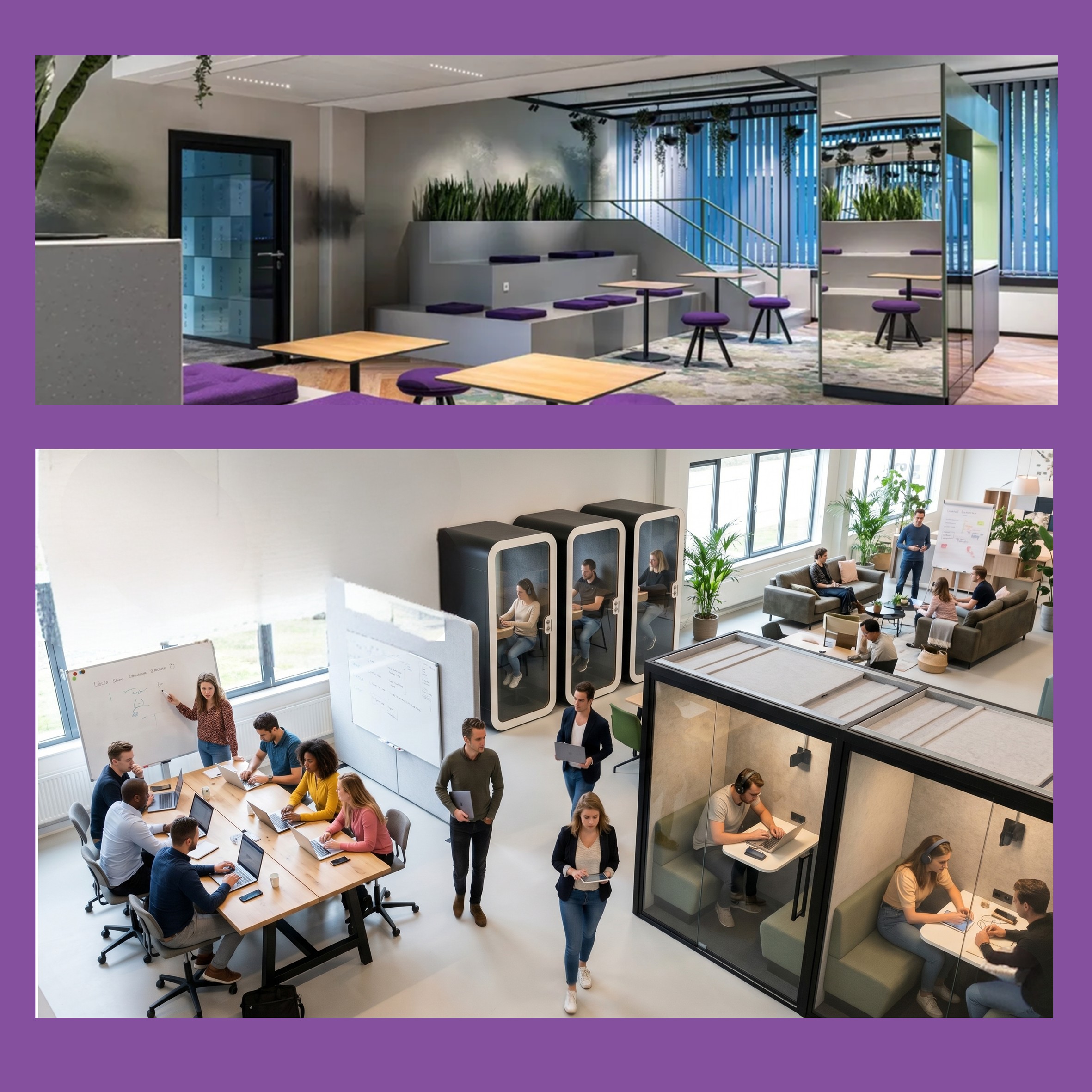 kantoor, werkruimte, meubilair, zithoeken, moderne stijl