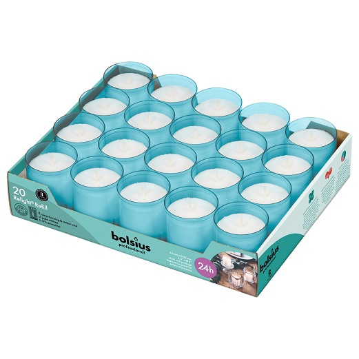 Bolsius Refills Relight Navul Blauw 24u 4x20st
