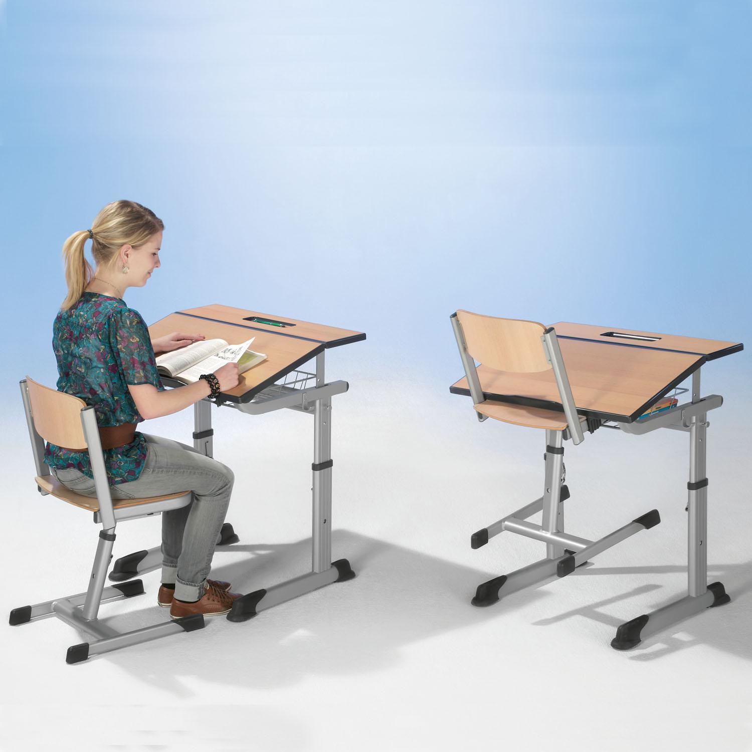 Aluflex schoolbureau met hoogteverstelling