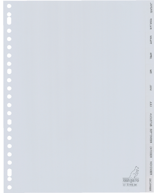 Tabbladen Kangaro 23-gaats G412JM 12-delig maanden grijs PP Tabbladen Kangaro 23-gaats G412JM 12-delig maanden grijs PP