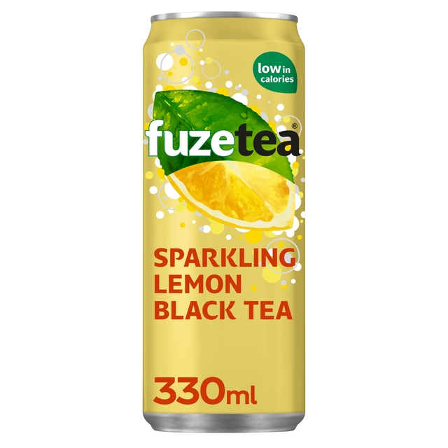 Frisdrank Fuze Tea Black Tea sparkling lemon blik 330ml Frisdrank Fuze Tea Black Tea sparkling lemon blik 330ml