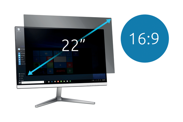 computermonitor, 22 inch, 16:9 breedbeeld, zilverkleurige voet