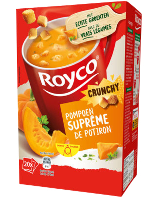 Soep Royco pompoen Supreme met croutons 20 zakjes Soep Royco pompoen Supreme met croutons 20 zakjes