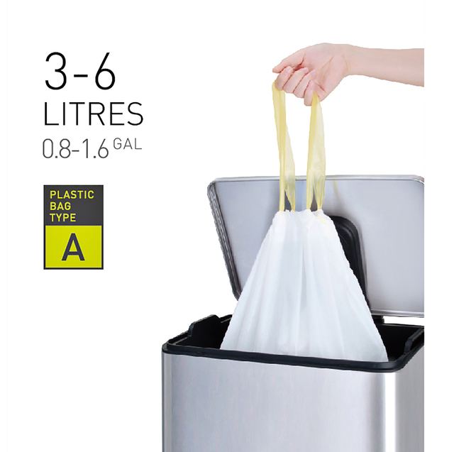Afvalzak EKO MDPE type A met trekband 35x40cm 3-6L wit rol à 30 stuks Afvalzak EKO MDPE type A met trekband 35x40cm 3-6L wit rol à 30 stuks