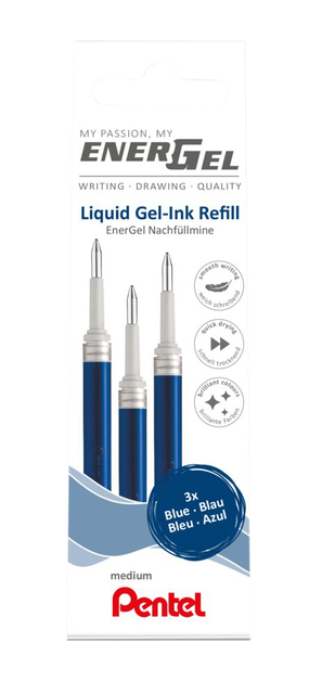 Gelschrijvervulling Pentel LR7 Energel medium blauw set à 3 stuks Gelschrijvervulling Pentel LR7 Energel medium blauw set à 3 stuks