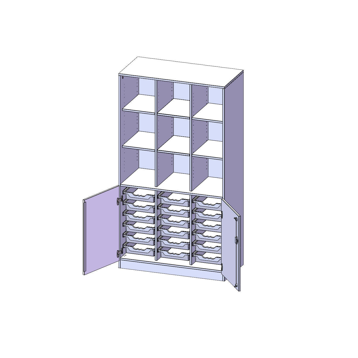 ErgoTray combikast, drie rijen, 5 ordnerhoogtes - evo180 serie