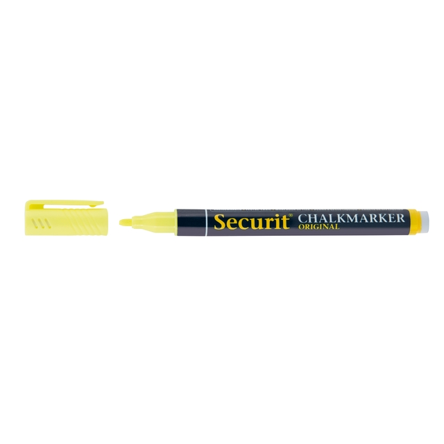 chalk marker, marker pen, yellow cap, blue body, dual-ended?