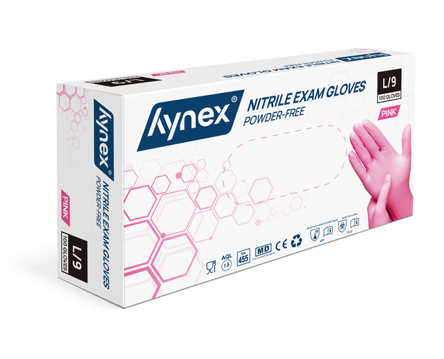 Handschoen Hynex nitril L roze 3.5gr 100 stuks