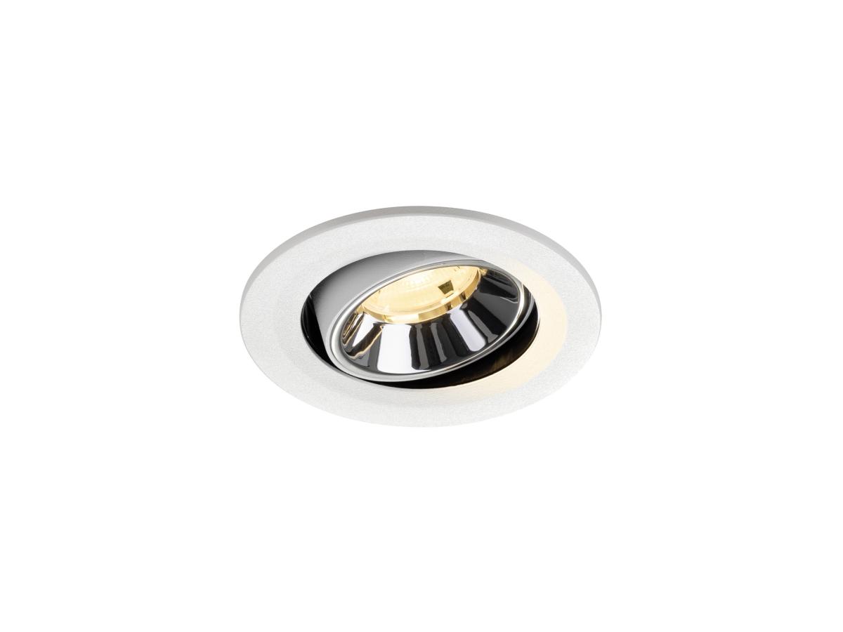 inbouwspot, spotlamp, downlight, kleur: chroom, rand: wit