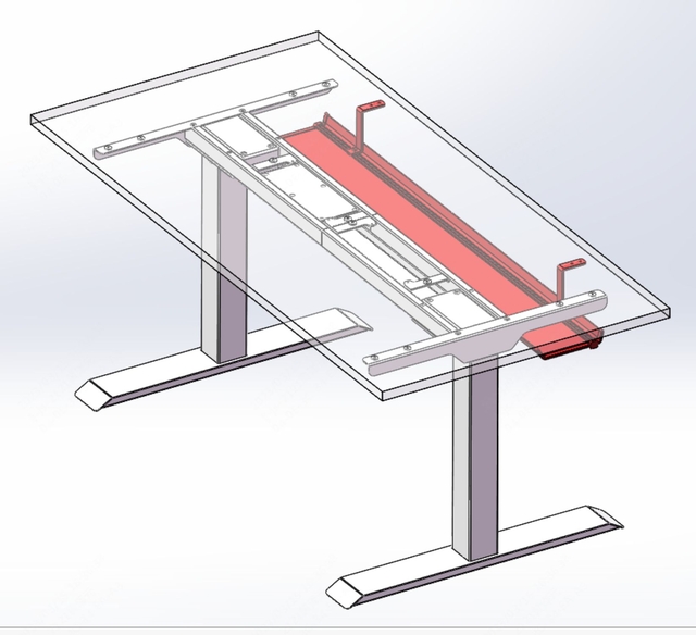 bureau tafel, glazen tafelblad, kader metaal, kantoor meubel, kantoorglas