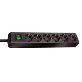Brennenstuhl Eco-Line, stekkerdoos, 6 sockets, 1.5m, zwart, met schakelaar Brennenstuhl Eco-Line, stekkerdoos, 6 sockets, 1.5m, zwart, met schakelaar