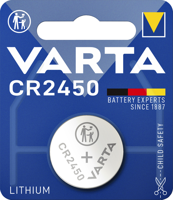 Batterij Varta knoopcel CR2450 lithium blister à 1stuk Batterij Varta knoopcel CR2450 lithium blister à 1stuk