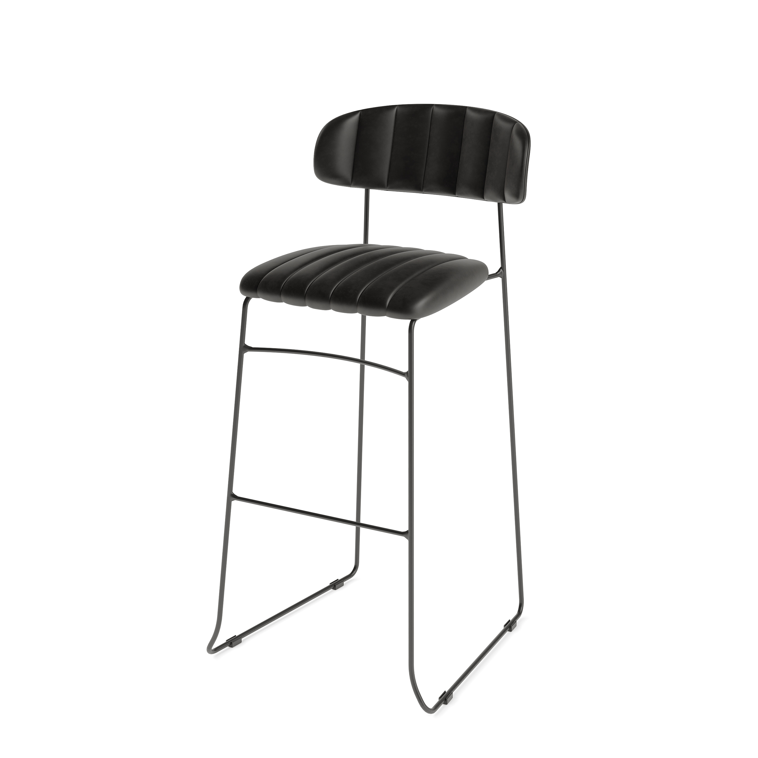 Mundo Stapelbare barkruk zwart, Kunstleder, brandvertragend, 46,5x49x105cm (LxBxH), 53102