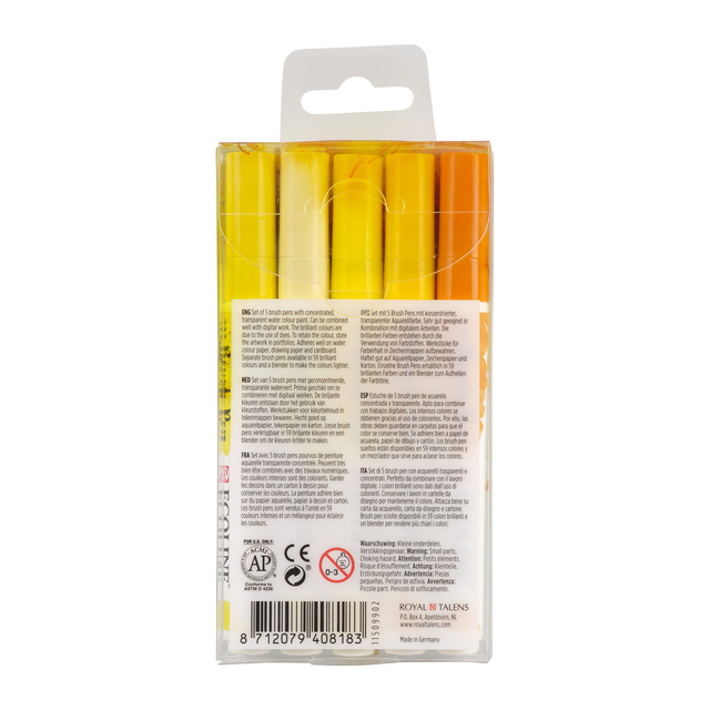 Brushpen Talens Ecoline set à 5 stuks geel