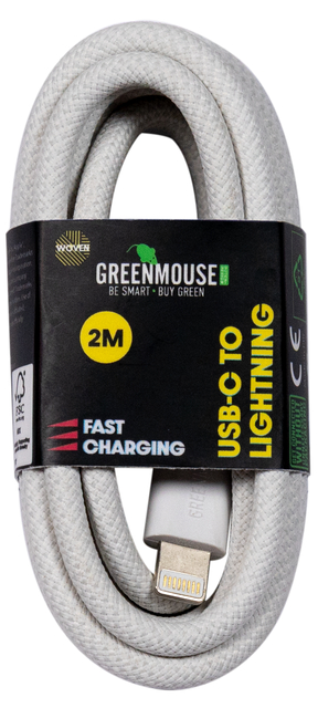 Kabel Green Mouse USB-C to Lightning data Woven - 2m