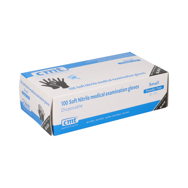 Handschoen CMT S soft nitril zwart 100 stuks Handschoen CMT S soft nitril zwart 100 stuks