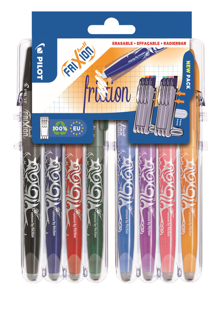 Rollerpen PILOT friXion medium assorti Set2Go à 8 stuks Rollerpen PILOT friXion medium assorti Set2Go à 8 stuks