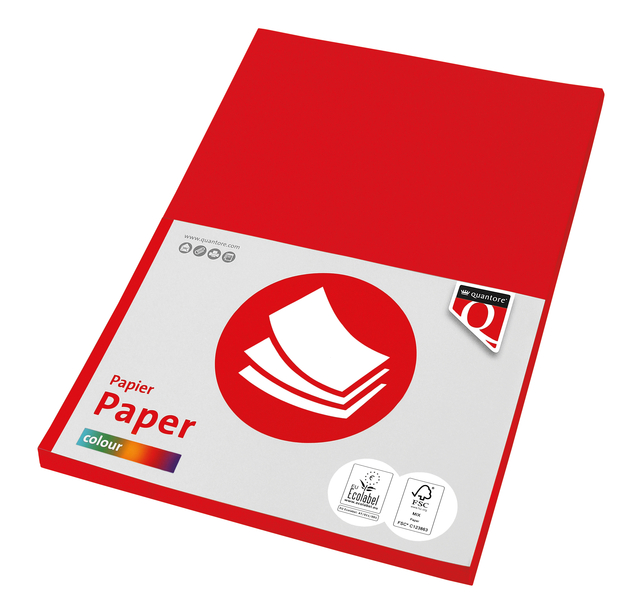 Kopieerpapier Quantore Colour A4 80gr felrood 100 vel Kopieerpapier Quantore Colour A4 80gr felrood 100 vel