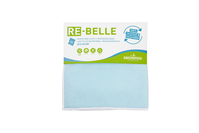 Microvezeldoek Greenspeed Re-belle 40x40cm blauw 5 stuks Microvezeldoek Greenspeed Re-belle 40x40cm blauw 5 stuks