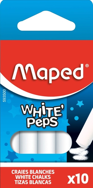 Schoolbordkrijt Maped White'Peps set á 10 stuks wit Schoolbordkrijt Maped White'Peps set á 10 stuks wit