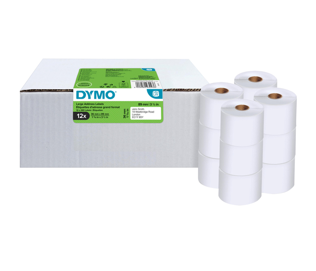 Etiket Dymo LabelWriter adressering 36x89mm 12 rollen á 260 stuks wit Etiket Dymo LabelWriter adressering 36x89mm 12 rollen á 260 stuks wit