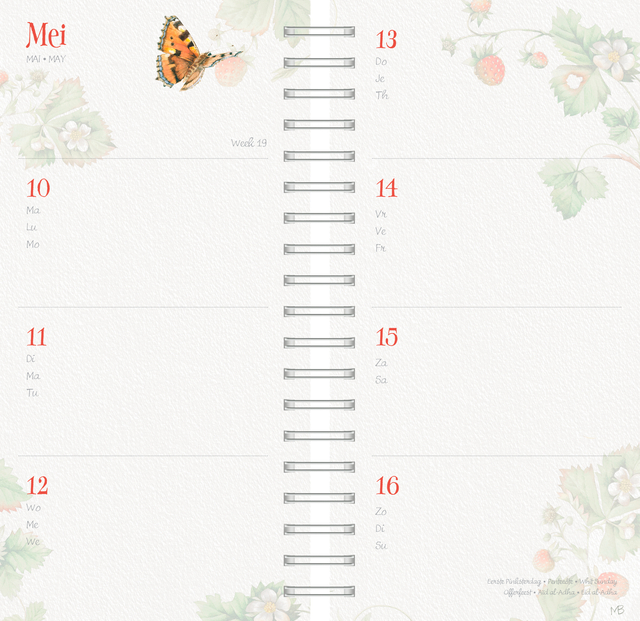 notebook, calendar, spiral-bound, floral, butterfly