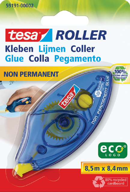Lijmroller tesa® ecoLogo® niet permanent op blister Lijmroller tesa® ecoLogo® niet permanent op blister