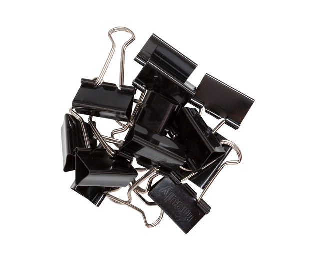 Papierklem MAUL foldback 215 13mm zwart 12 stuks