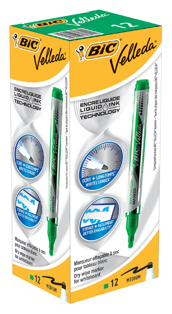 Whiteboardmarker Bic Velleda liquid rond medium groen