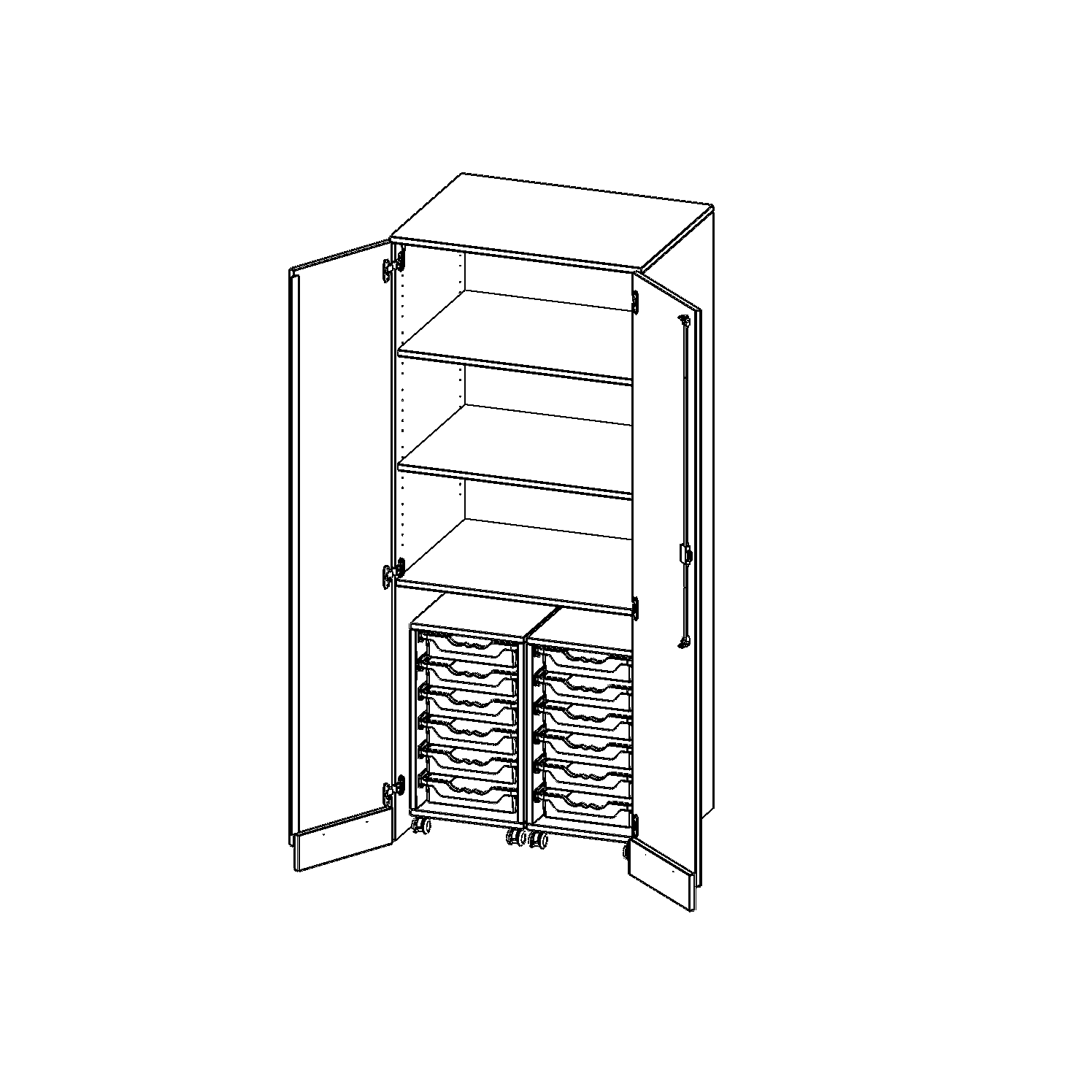 Garagekast zonder onderstel, 5 ordnerhoogtes - serie evo180