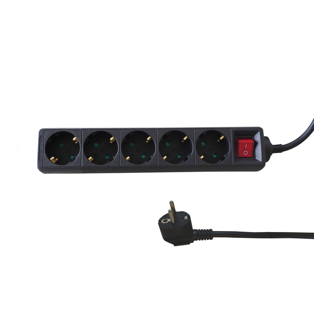 Stekkerdoos BRASQ 5 voudig 5 meter zwart