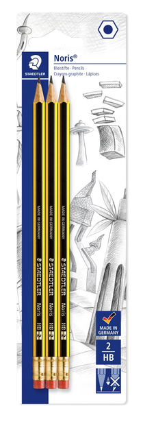 Potlood Staedtler Noris HB blister à 3 stuks Potlood Staedtler Noris HB blister à 3 stuks