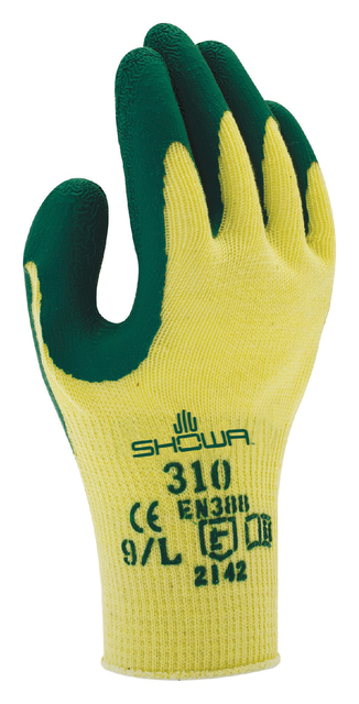 Handschoen Showa 310 grip latex L groen/geel Handschoen Showa 310 grip latex L groen/geel